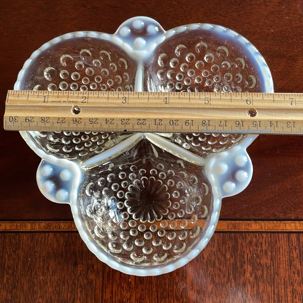 Vintage Anchor Hocking moonstone opalescent hobnob three section divi… - Picture 2 of 10